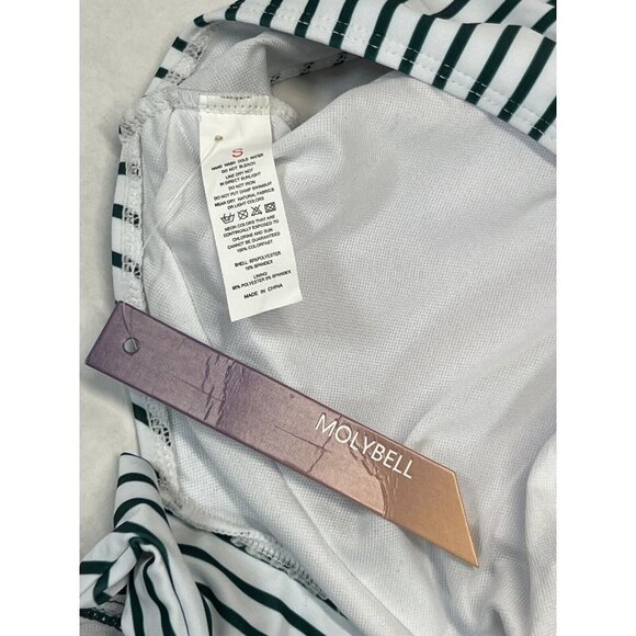 Molybell Women Small One Piece Bathing Suit Striped Zipper Large‎ Floral Green - Picture 3 of 3